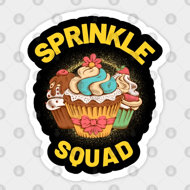 Sprinkle Squad Cool Cupcakes Lover Matching Birthday Party Sticker by AE Desings Digital